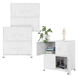 ML DESIGN MODERN LIVING Lot de 3 armoires de bureau Armoire de classement Armoire en acier avec étagères pas cher