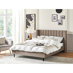 Beliani Lit double en velours taupe 160 x 200 cm VILLETTE