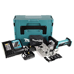 Makita DPJ 180 RYJ 18 V Li-Ion Fraiseuse rainureuse sans fil en Makpac + 2 x 1.5 Ah batterie + chargeur + chargeur de batterie