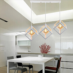 Stoex Lustre Creative Cube Blanc Plafonnier Antique À 3 Lumières Suspension Luminaire Rétro en Métal, Pour Bureau, Chambre À Coucher, Cuisine, Bar, E27