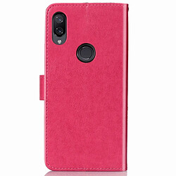 Wewoo Housse Coque Étui en cuir à motif de fleurs repiquées Lucky Clover pour Xiaomi Redmi Note 7, avec support et logements pour cartes, portefeuille dragonne (Rose rouge)