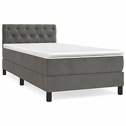 Maison Chic Lit Adulte - Lit simple Lit à sommier tapissier et matelas moelleux - Meuble de Chambre - Gris foncé 80x200 cm Velours -MN43385