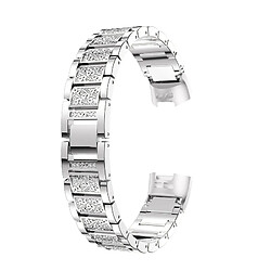 Wewoo Bracelet pour montre connectée en acier inoxydable serti de diamants Fitbit Charge 3 argent