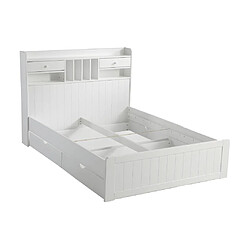 Avis Vente-Unique Lit avec rangements 140 x 190 cm - Blanc - MEDERICK