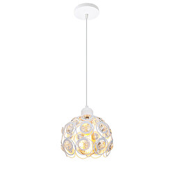 Stoex Moderne Lampe Suspension en Fer Cristal Ø26CM, Lustre Abat-Jour Plafonniers Style Industrielle, E27 Blanc