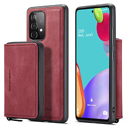 Coque en TPU + PU attraction magnétique amovible 2-en-1 zippée, hybride avec béquille rouge pour votre Samsung Galaxy A52 4G/A52 5G