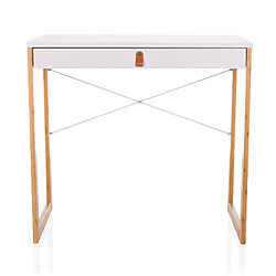 Bureau / table de travail TAROLO II 80x42x75 cm 1 tiroir blanc hjh LIVING