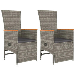 Acheter Salle à manger de jardin 3 pcs,Table et chaise à dîner avec coussins Gris -MN20294