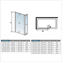 paroi de douche 100x200+30x200cm