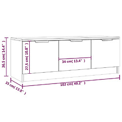 vidaXL Meuble TV Chêne sonoma 102x35x36,5 cm Bois d'ingénierie pas cher