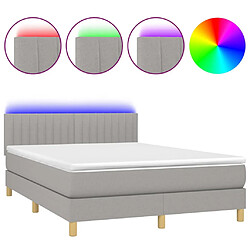 vidaXL Sommier à lattes de lit et matelas et LED Gris clair 140x200 cm