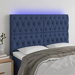 vidaXL Tête de lit à LED Bleu 144x7x118/128 cm Tissu