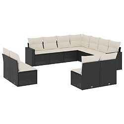 Maison Chic Salon de jardin 11 pcs avec coussins | Ensemble de Table et chaises | Mobilier d'Extérieur noir résine tressée -GKD36094