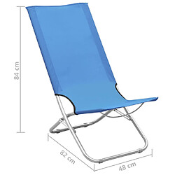 vidaXL Chaises de plage pliables 2 pcs Bleu Tissu pas cher