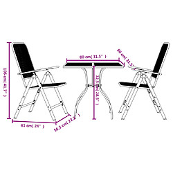 vidaXL Ensemble à manger de jardin 3 pcs anthracite métal maille pas cher