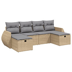 vidaXL Salon de jardin avec coussins 6pcs mélange beige résine tressée