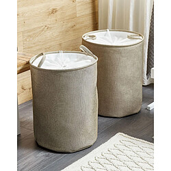 Beliani Lot de 2 paniers en tissu polyester beige SAMTI