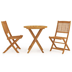 Maison Chic Mobilier à dîner pliable 3 pcs de jardin - Ensemble table et chaises d'extérieur - Salon/Mobilier de jardin classique Bois d'acacia solide -MN67203