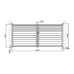 Vente-Unique Portail battant aluminium persienné L397 x H181 cm anthracite - VIAZO pas cher