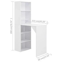 vidaXL Table de bar avec armoire Blanc 115x59x200 cm pas cher