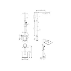 Colonne de douche - Mitigeur thermostatique - Pomme haute carrée 30x30 cm - OCEANIC - Chrome pas cher