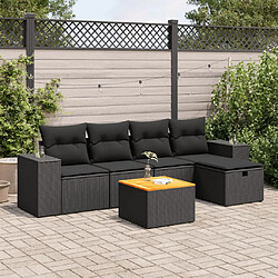 vidaXL Salon de jardin 6 pcs avec coussins noir résine tressée