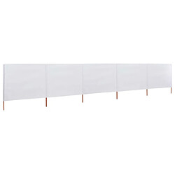 vidaXL Paravent 5 panneaux Tissu 600 x 120 cm Blanc sable