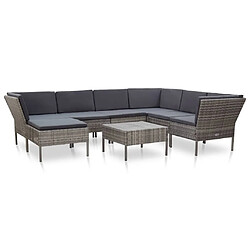 Maison Chic Salon de jardin 8 pcs + coussins - Mobilier/Meubles de jardin - Table et chaises d'extérieur Résine tressée Gris -MN46080