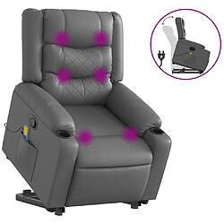 vidaXL Fauteuil inclinable de massage Gris Similicuir