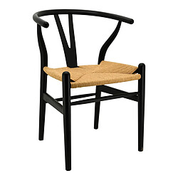 Aubry Gaspard Chaise en bouleau laqué noir et papier cordé.