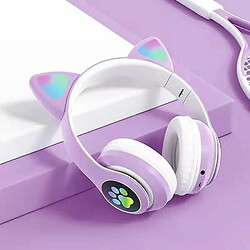 Universal Casque bluetooth sans fil casque chat avec lumière LED (violet)