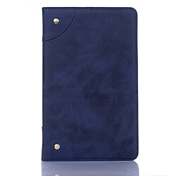 Wewoo Housse Coque Étui en cuir avec rabat horizontal de style livre rétro fentes pour cartes et porte-cartes portefeuille Galaxy Tab A 8.0 2019 bleu foncé