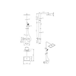 Colonne de douche - Mitigeur thermostatique - Pomme haute rectangle 30x20 cm - OCEANIC - Chrome pas cher