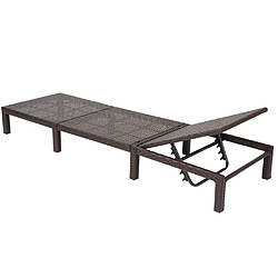 Avis Decoshop26 Chaise longue relax bain de soleil pour jardin extérieur terrasse en poly-rotin marron coussin crème 04_0004235