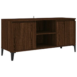 Maison Chic Meuble TV scandinave avec pieds - Banc TV pour salon en métal Chêne marron 103,5x35x50 cm -MN28677