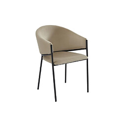 Acheter Lot de 6 chaises avec accoudoirs en velours et métal noir - Beige - ORDIDA de Pascal MORABITO