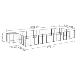 vidaXL Chenil Noir 26,62 m² Acier pas cher