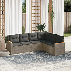 Maison Chic Ensemble Tables et chaises d'extérieur 6pcs avec coussins,Salon de jardin gris résine tressée -GKD438189