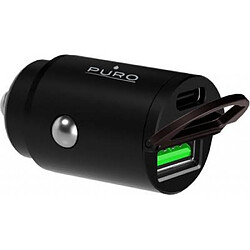 PURO Double Chargeur voiture USB A+C PD 30W Power Delivery Mini Noir