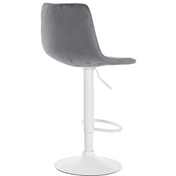 Decoshop26 Tabouret de bar x1 repose-pieds en métal blanc confortable en forme d'arc assise en velours gris foncé 10_0004787