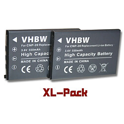 vhbw 2x batteries Li-Ion 550mAh (3.6V) de la bonne taille pour caméra Casio Exilim Z3, Exilim Z4, Exilim Z5 comme NP-20.