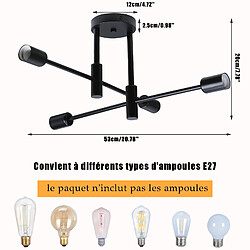 Stoex Lampe de Plafond en Métal Plafonnier Moderne 4 Lumières Noir Plafonniers D'Intérieur E27 Pour Salle de Bain Chambre Couloir Salon pas cher