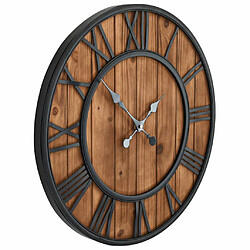 Avis Decoshop26 Horloge murale vintage à quartz Bois et métal 60 cm XXL DEC022277