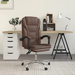 Maison Chic Fauteuil inclinable de bureau,Fauteuil luxe de relaxation Marron Similicuir -MN36094