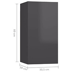 vidaXL Meuble TV Gris brillant 30,5x30x60 cm Bois d’ingénierie pas cher