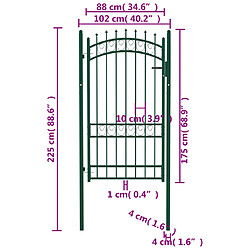 Acheter vidaXL Portail de clôture avec pointes Acier 100x175 cm Vert