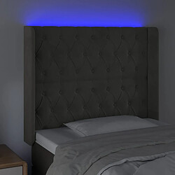 Avis vidaXL Tête de lit à LED Gris foncé 103x16x118/128 cm Velours