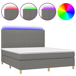 vidaXL Sommier à lattes de lit et matelas et LED Gris foncé 180x200 cm