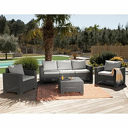 Allibert Salon de jardin imitation résine tressée et table basse 5 personnes - Beige