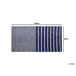 Beliani Tapis d'extérieur à rayures bleu marine 90 x 180 cm HALDIA